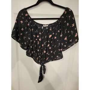 Active USA Floral Crop Top with Tie Bottom - Size L